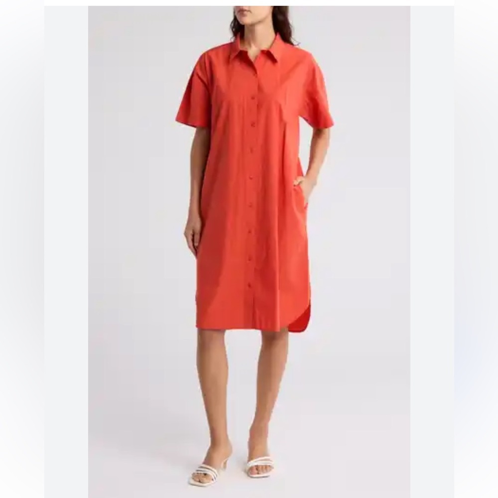 Eileen Fisher Geranium organic cotton classic poplin collar dress